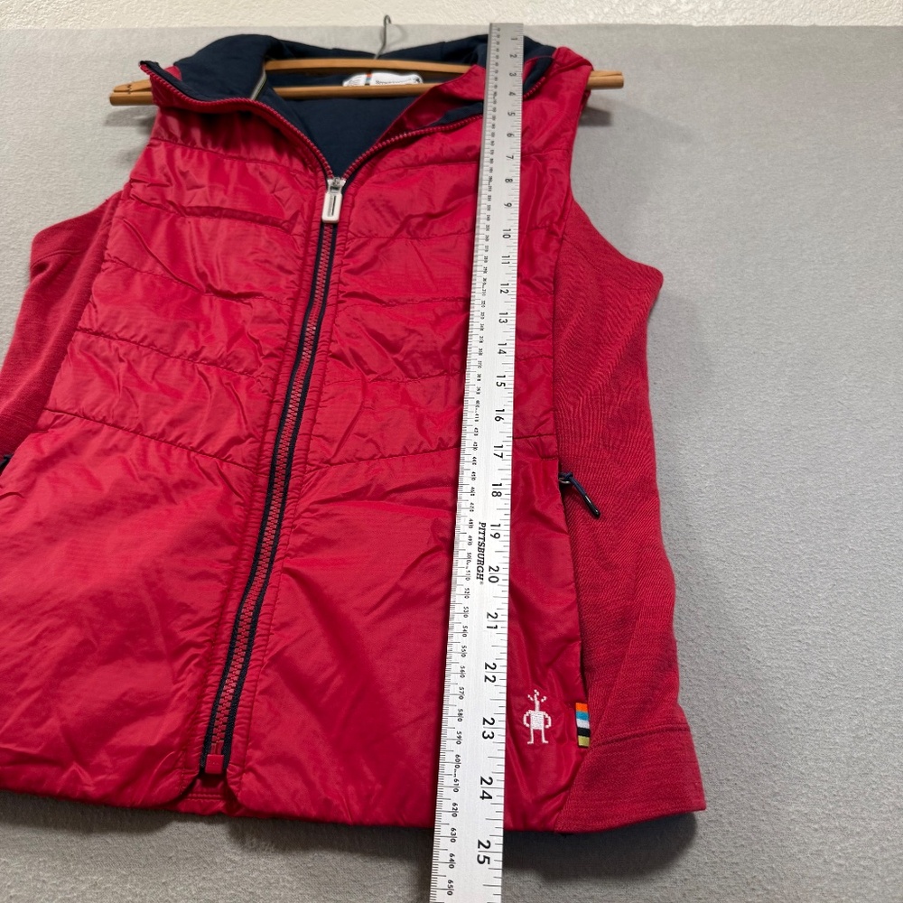 Smartwool Red Hybrid Merino Wool Side Panels Full Zip Puffer Vest Women M - Picture 5 of 13